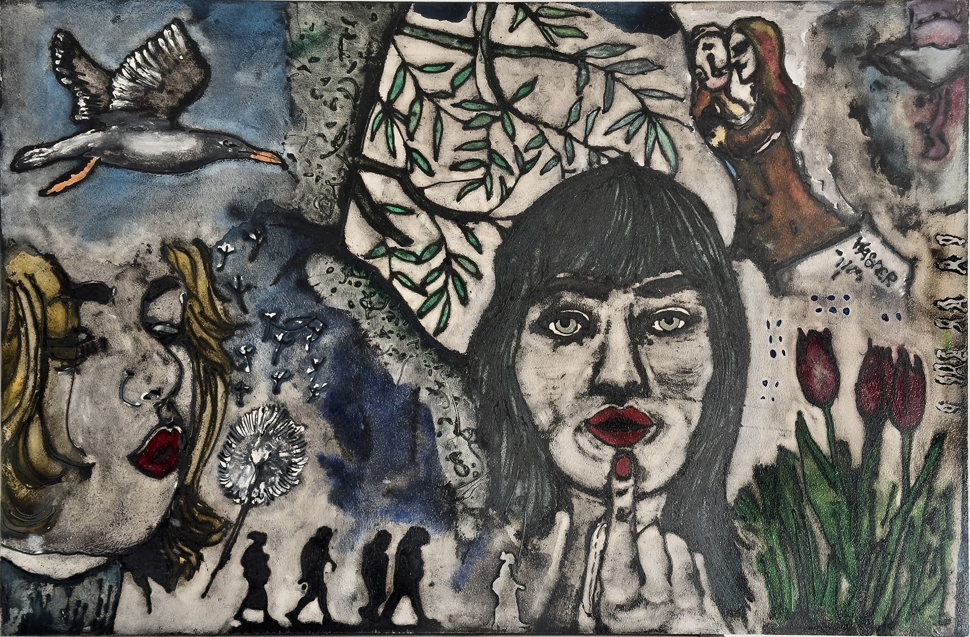 peinture gouache sur bois